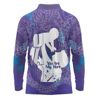 Purple Polynesia Father's Day Long Sleeve Polo Shirt Dad You Are My Hero