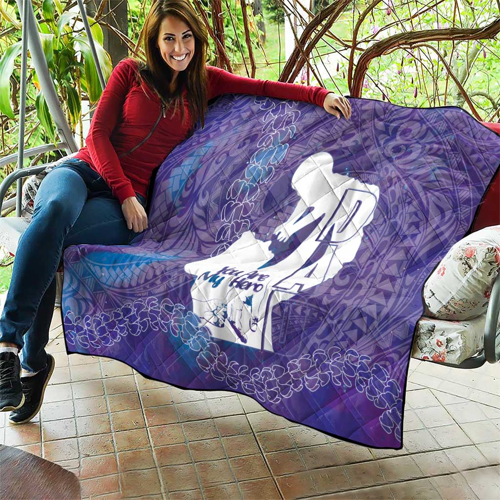 Purple Polynesia Father's Day Quilt Dad You Are My Hero