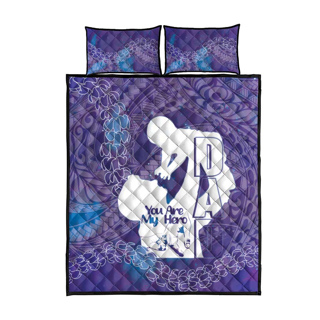 Purple Polynesia Father's Day Quilt Bed Set Dad You Are My Hero