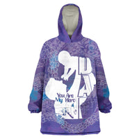 Purple Polynesia Father's Day Wearable Blanket Hoodie Dad You Are My Hero LT14 One Size Purple - Polynesian Pride
