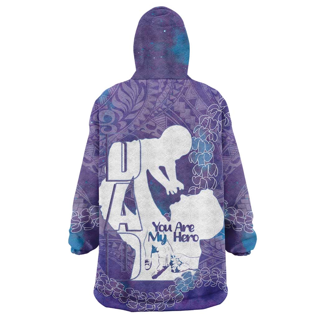 Purple Polynesia Father's Day Wearable Blanket Hoodie Dad You Are My Hero LT14 - Polynesian Pride