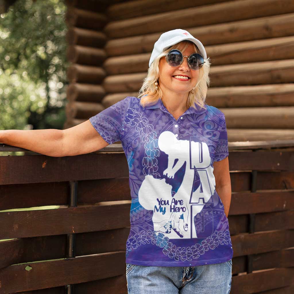 Purple Polynesia Father's Day Women Polo Shirt Dad You Are My Hero