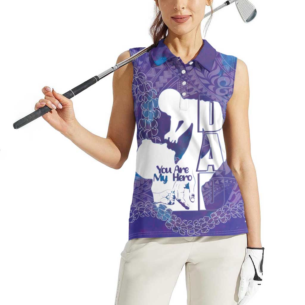Purple Polynesia Father's Day Women Sleeveless Polo Shirt Dad You Are My Hero