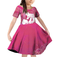 Pink Polynesia Father's Day Family Matching Off Shoulder Short Dress and Hawaiian Shirt Dad You Are My Hero