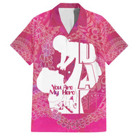 Pink Polynesia Father's Day Family Matching Off Shoulder Short Dress and Hawaiian Shirt Dad You Are My Hero
