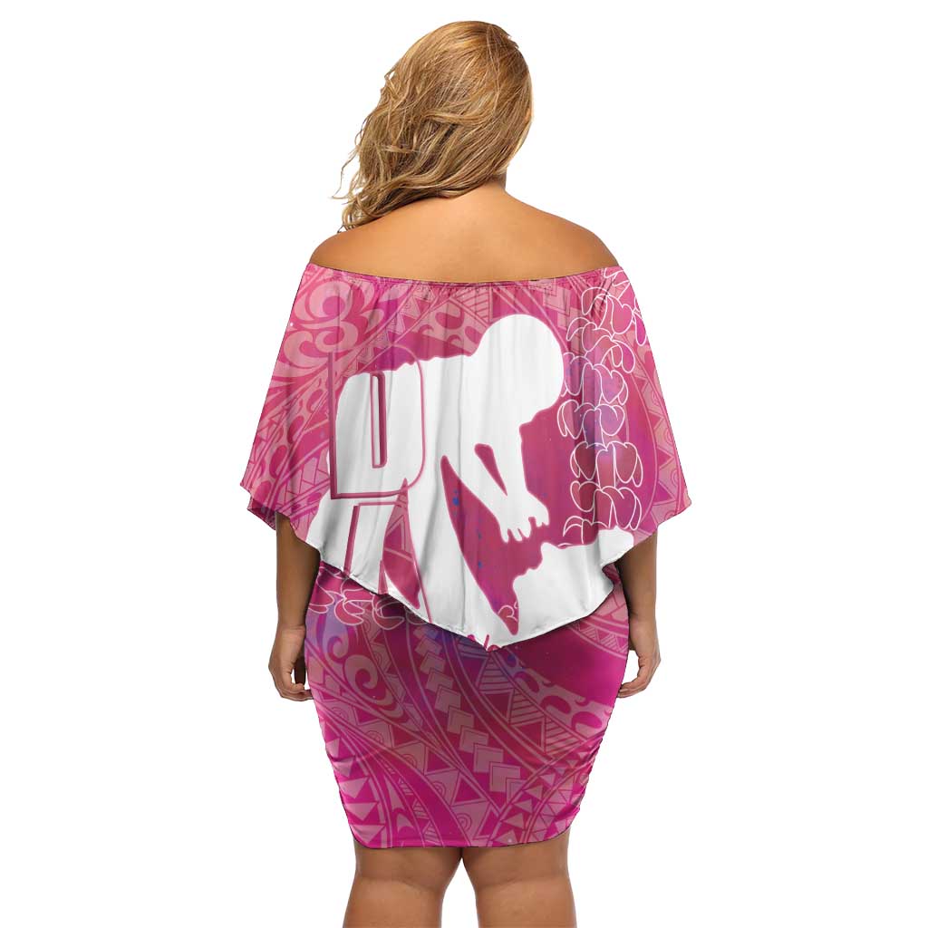 Pink Polynesia Father's Day Family Matching Off Shoulder Short Dress and Hawaiian Shirt Dad You Are My Hero