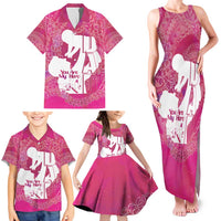 Pink Polynesia Father's Day Family Matching Tank Maxi Dress and Hawaiian Shirt Dad You Are My Hero