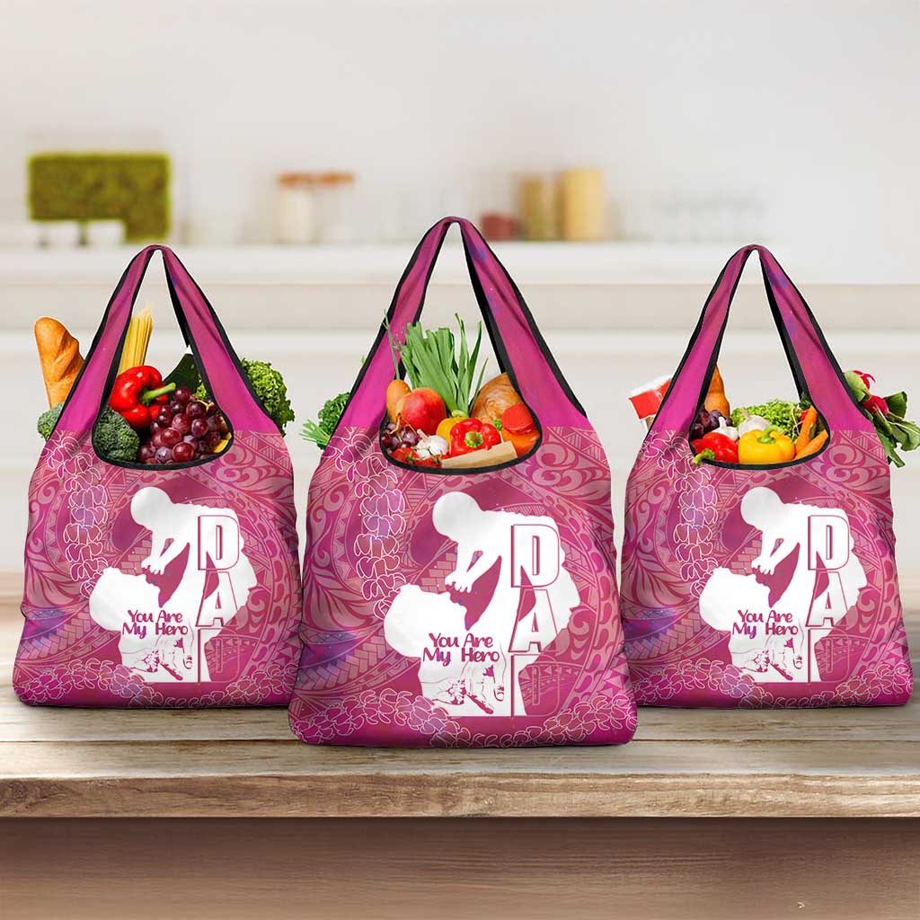 Pink Polynesia Father's Day Grocery Bag Dad You Are My Hero LT14 3-pack One Size Pink - Polynesian Pride