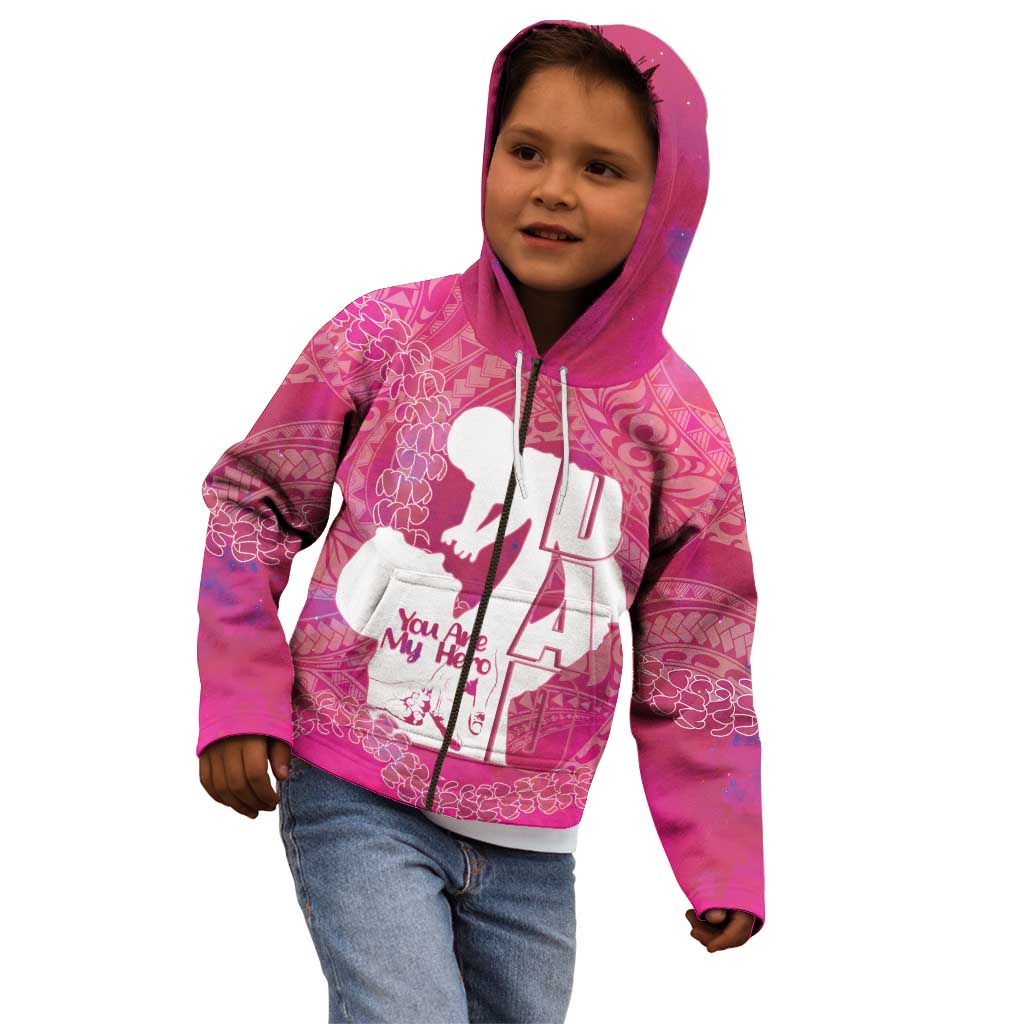Pink Polynesia Father's Day Kid Hoodie Dad You Are My Hero
