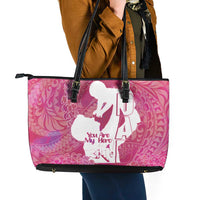 Pink Polynesia Father's Day Leather Tote Bag Dad You Are My Hero LT14 - Polynesian Pride