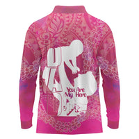 Pink Polynesia Father's Day Long Sleeve Polo Shirt Dad You Are My Hero