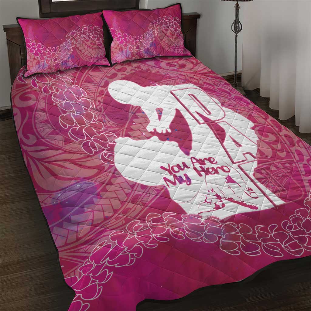 Pink Polynesia Father's Day Quilt Bed Set Dad You Are My Hero