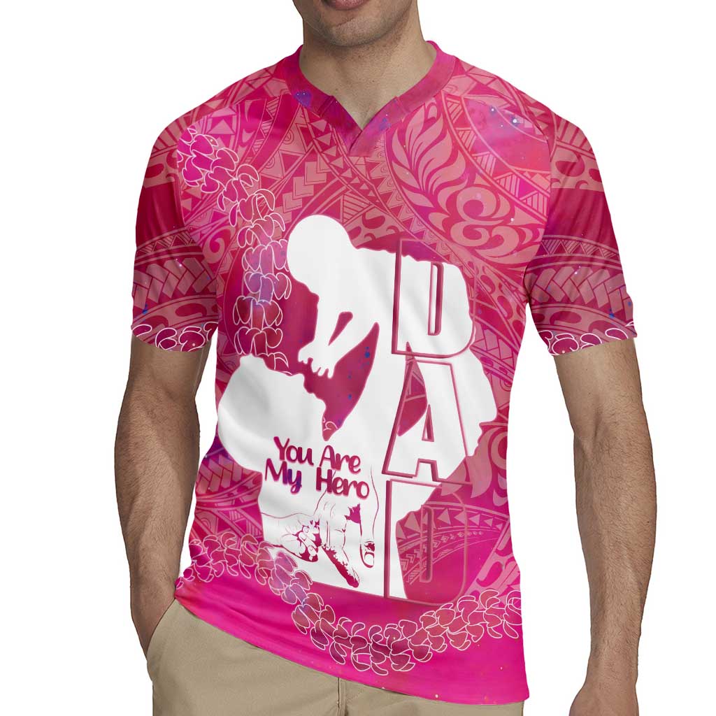 Pink Polynesia Father's Day Rugby Jersey Dad You Are My Hero