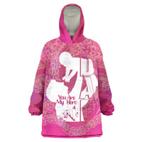 Pink Polynesia Father's Day Wearable Blanket Hoodie Dad You Are My Hero LT14 One Size Pink - Polynesian Pride