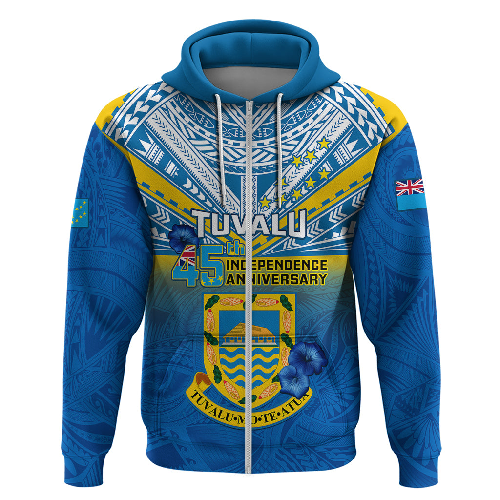 Tuvalu Independence Day Hoodie Tuvaluan Proud 45th Anniversary Polynesian Pattern LT14 - Polynesian Pride