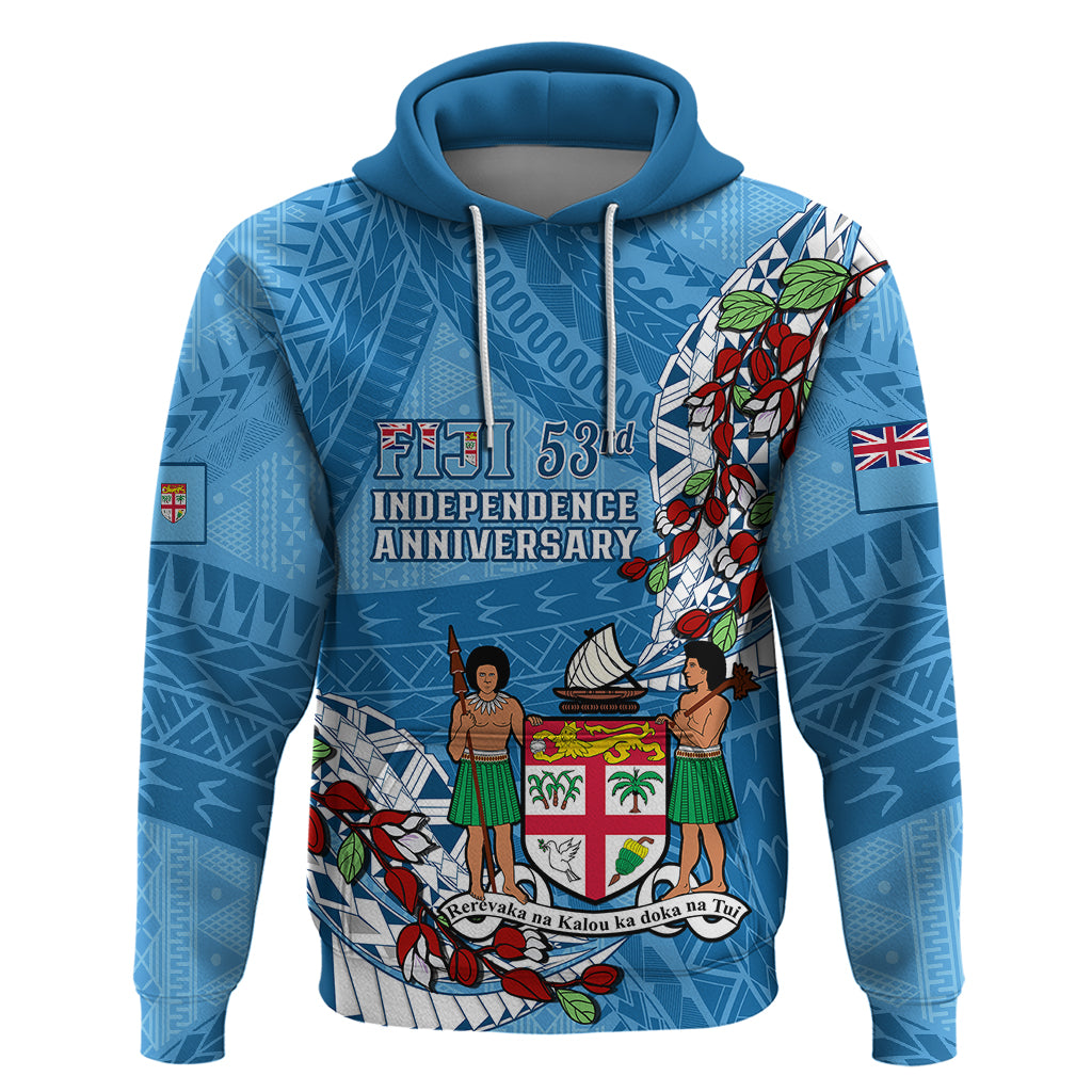 Fiji Day Hoodie Fijian Tagimaucia Flower Polynesian Mix Tapa Pattern LT14 Pullover Hoodie Blue - Polynesian Pride