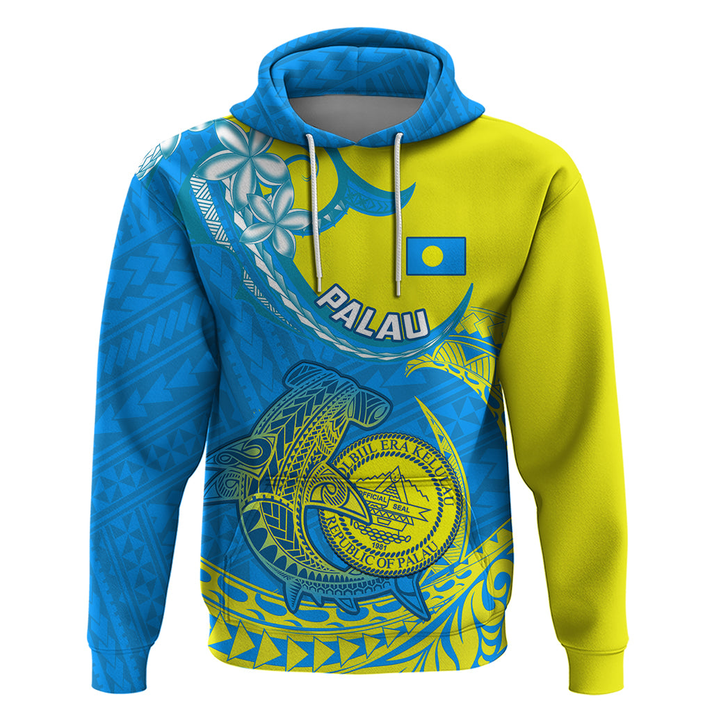 Palau Independence Day Hoodie Happy 29th Anniversary Polynesian Hammerhead Shark LT14 Blue - Polynesian Pride