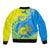 Personalised Palau Independence Day Sleeve Zip Bomber Jacket Happy 29th Anniversary Polynesian Hammerhead Shark LT14 - Polynesian Pride