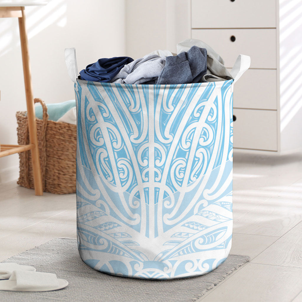 Blue New Zealand Puhoro Maori Tattoo Laundry Basket