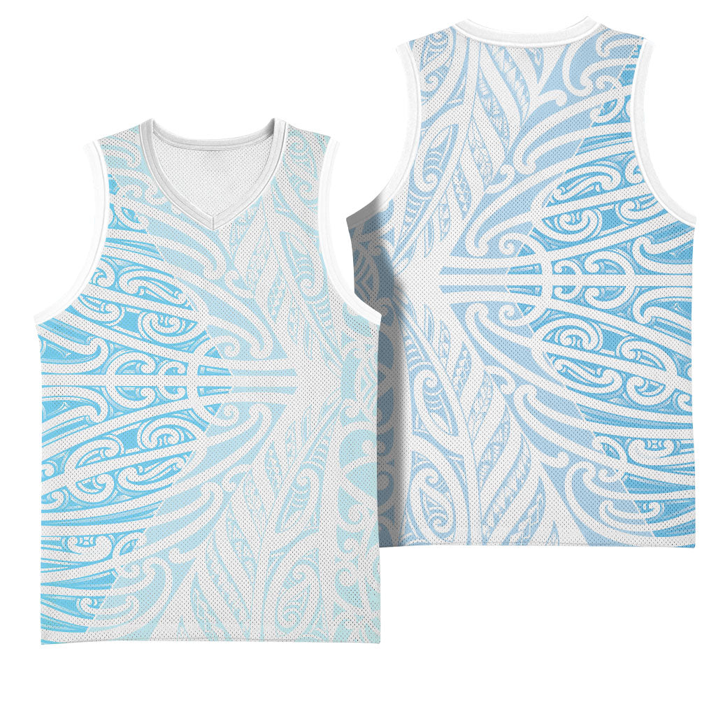 Blue New Zealand Puhoro Maori Tattoo Basketball Jersey