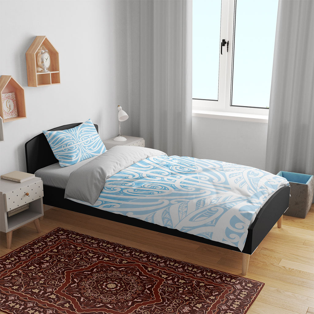 Blue New Zealand Puhoro Maori Tattoo Bedding Set