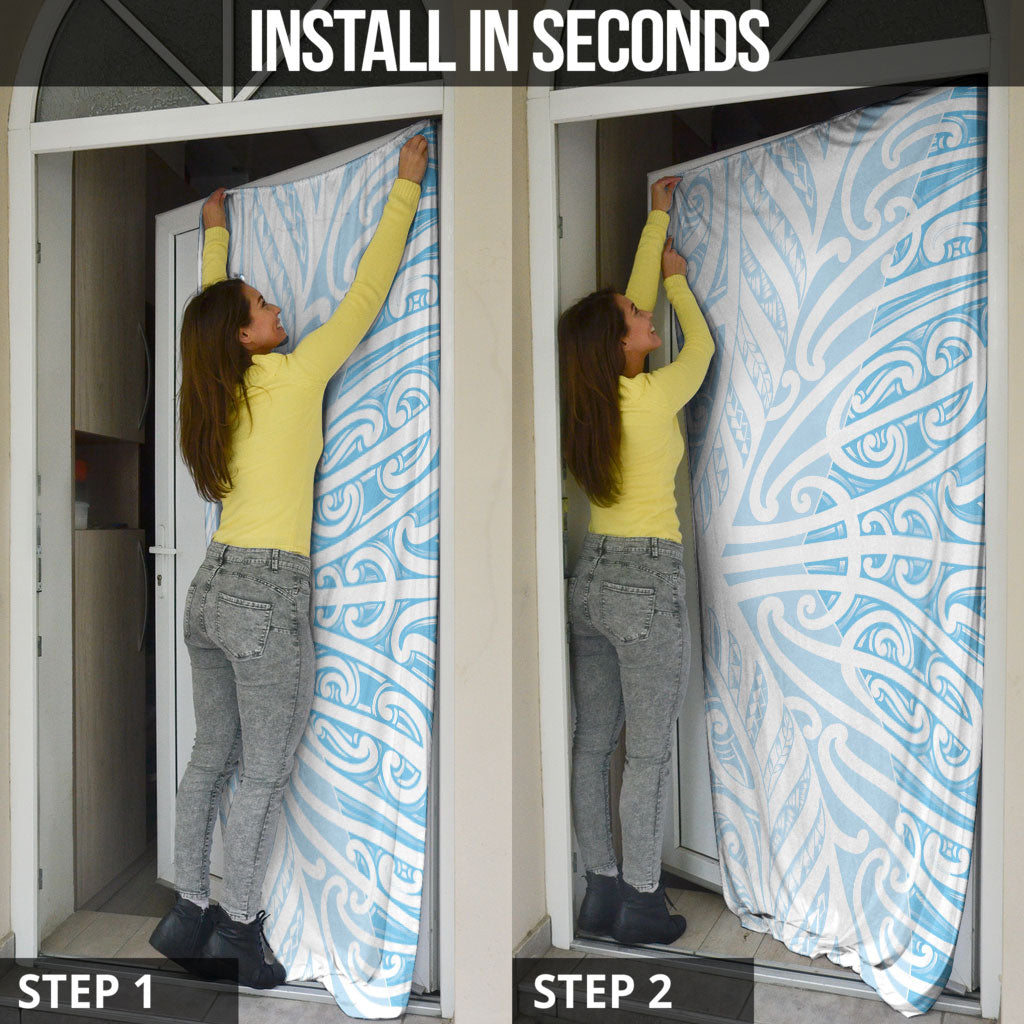 Blue New Zealand Puhoro Maori Tattoo Door Cover