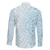 Blue New Zealand Puhoro Maori Tattoo Family Matching Off Shoulder Short Dress and Hawaiian Shirt
