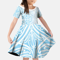 Blue New Zealand Puhoro Maori Tattoo Family Matching Puletasi and Hawaiian Shirt