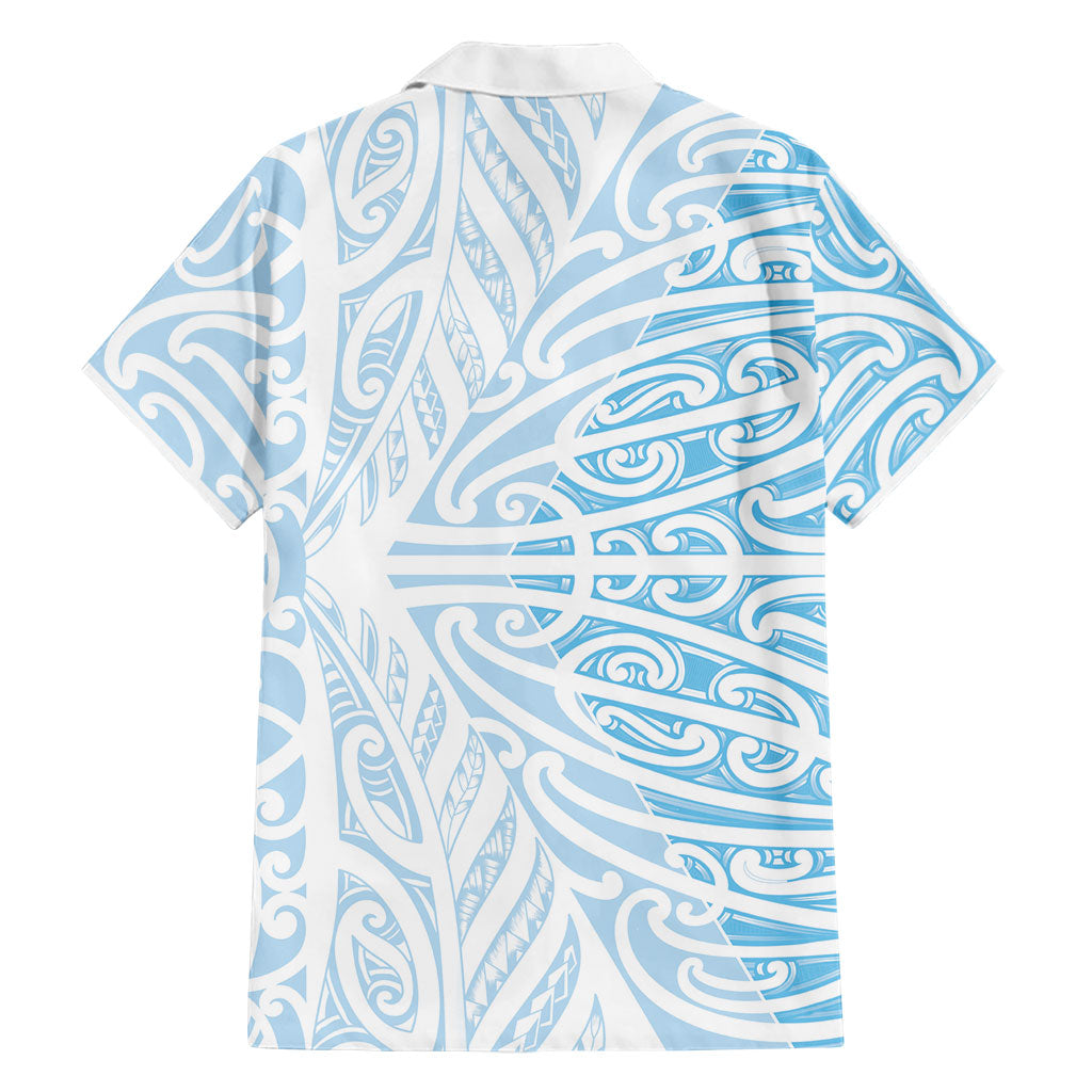 Blue New Zealand Puhoro Maori Tattoo Family Matching Tank Maxi Dress and Hawaiian Shirt