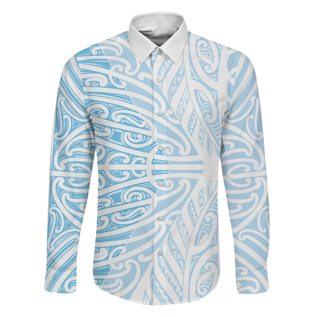 Blue New Zealand Puhoro Maori Tattoo Family Matching Tank Maxi Dress and Hawaiian Shirt