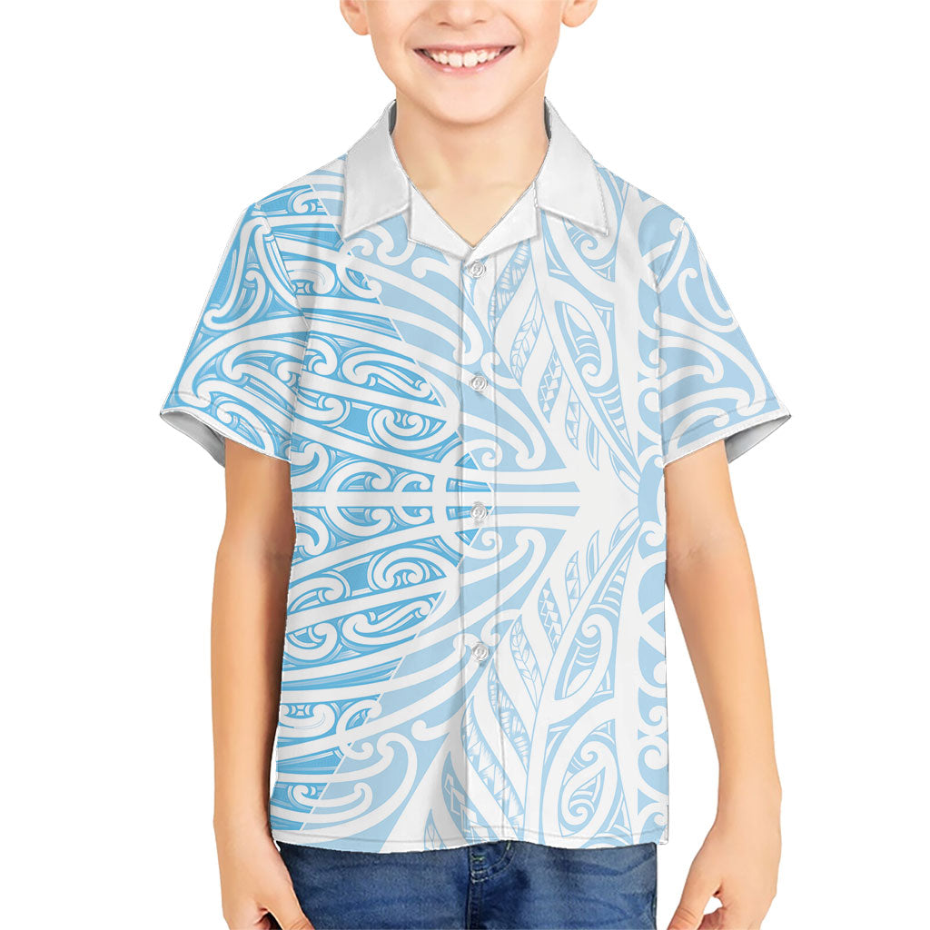 Blue New Zealand Puhoro Maori Tattoo Kid Hawaiian Shirt