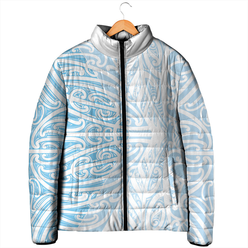 Blue New Zealand Puhoro Maori Tattoo Padded Jacket