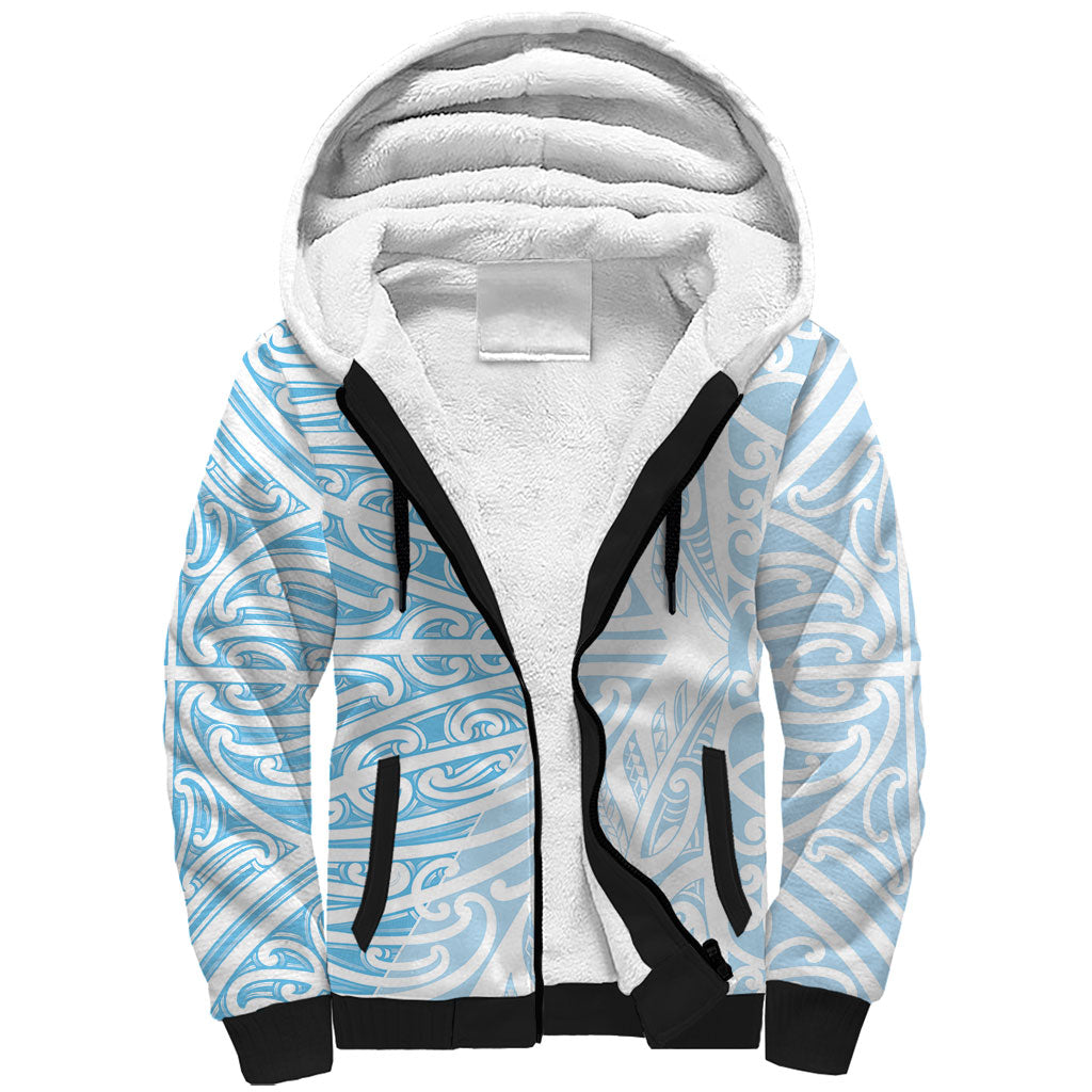 Blue New Zealand Puhoro Maori Tattoo Sherpa Hoodie
