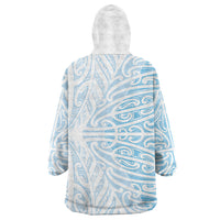 Blue New Zealand Puhoro Maori Tattoo Wearable Blanket Hoodie
