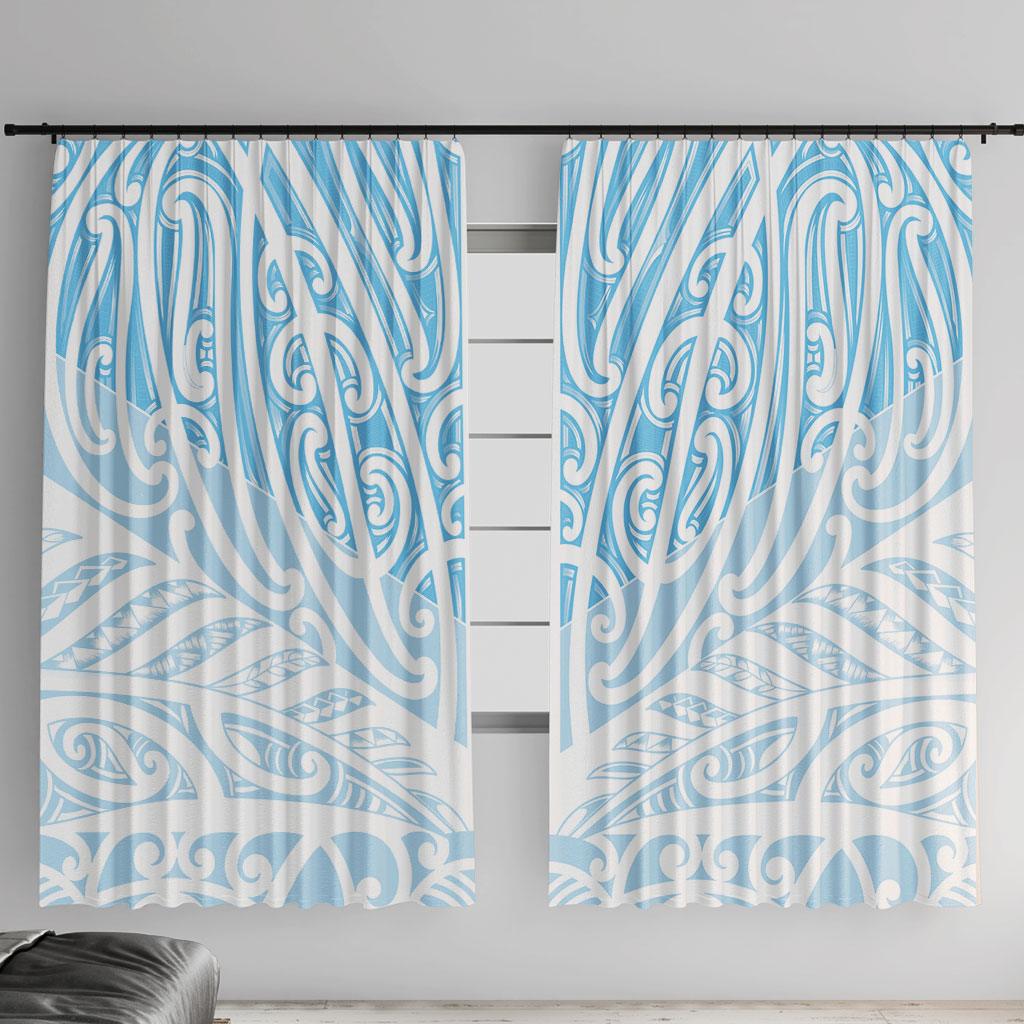 Blue New Zealand Puhoro Maori Tattoo Window Curtain
