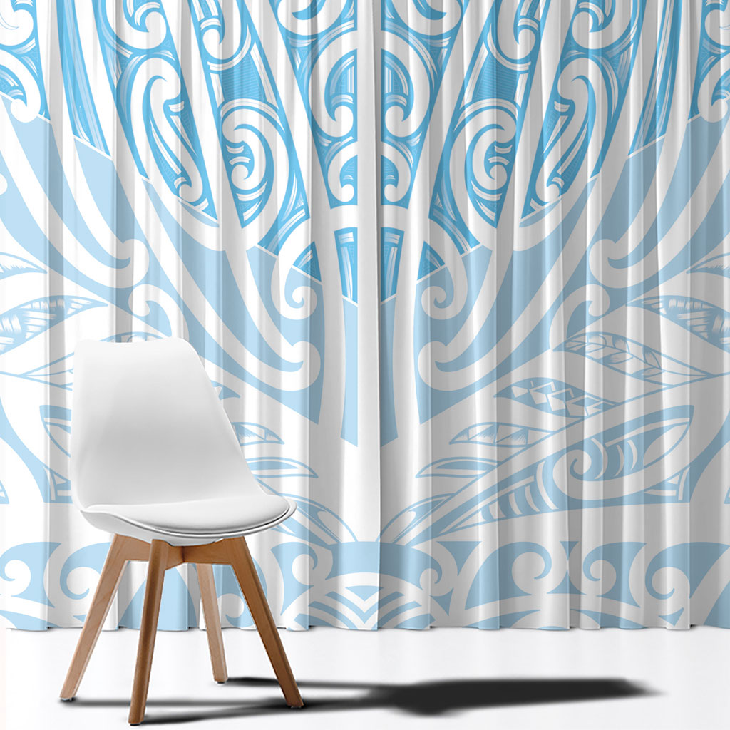 Blue New Zealand Puhoro Maori Tattoo Window Curtain