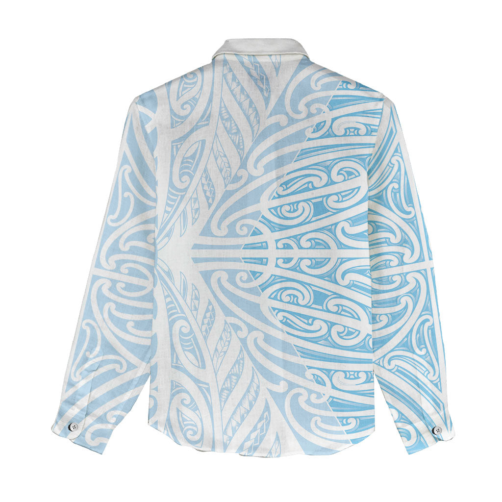 Blue New Zealand Puhoro Maori Tattoo Women Casual Shirt