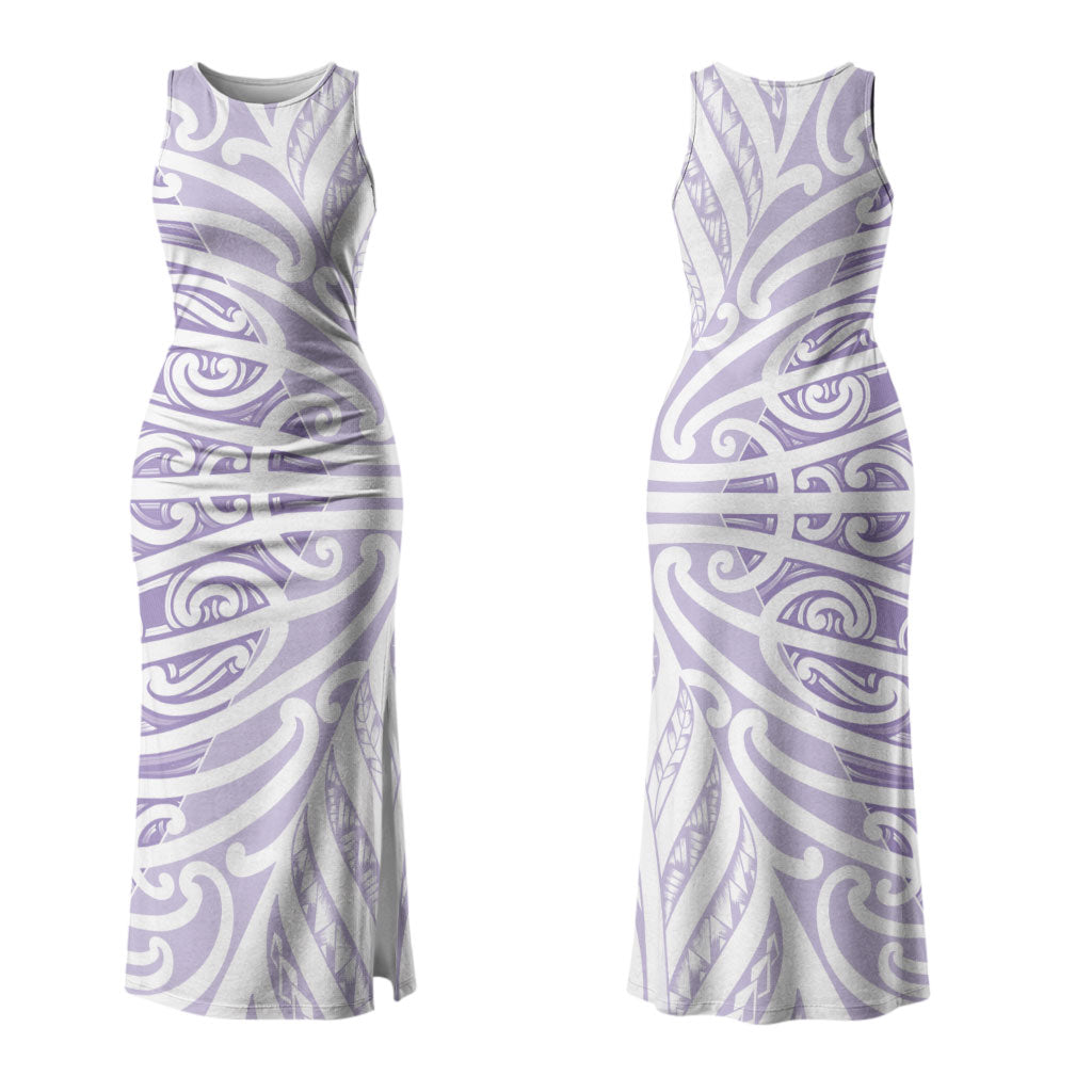 Purple New Zealand Puhoro Maori Tattoo Couples Matching Tank Maxi Dress and Long Sleeve Button Shirt LT14 - Polynesian Pride