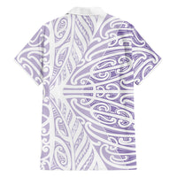 Purple New Zealand Puhoro Maori Tattoo Family Matching Long Sleeve Bodycon Dress and Hawaiian Shirt