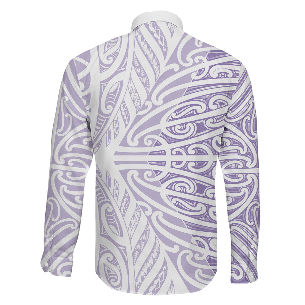 Purple New Zealand Puhoro Maori Tattoo Family Matching Off The Shoulder Long Sleeve Dress and Hawaiian Shirt