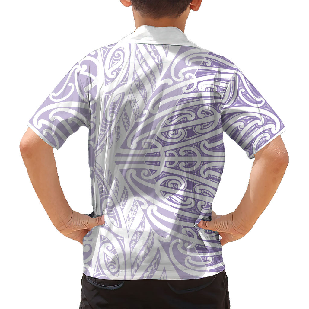 Purple New Zealand Puhoro Maori Tattoo Family Matching Off Shoulder Short Dress and Hawaiian Shirt