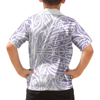 Purple New Zealand Puhoro Maori Tattoo Family Matching Off Shoulder Short Dress and Hawaiian Shirt