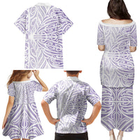 Purple New Zealand Puhoro Maori Tattoo Family Matching Puletasi and Hawaiian Shirt