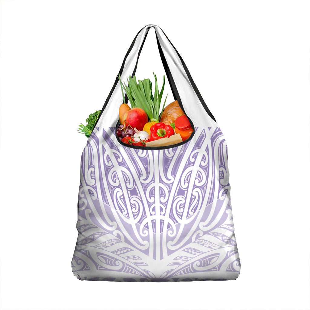 Purple New Zealand Puhoro Maori Tattoo Grocery Bag