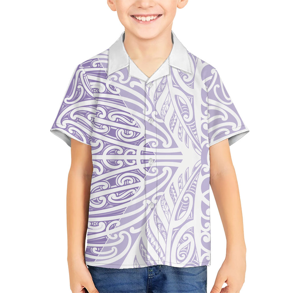 Purple New Zealand Puhoro Maori Tattoo Kid Hawaiian Shirt