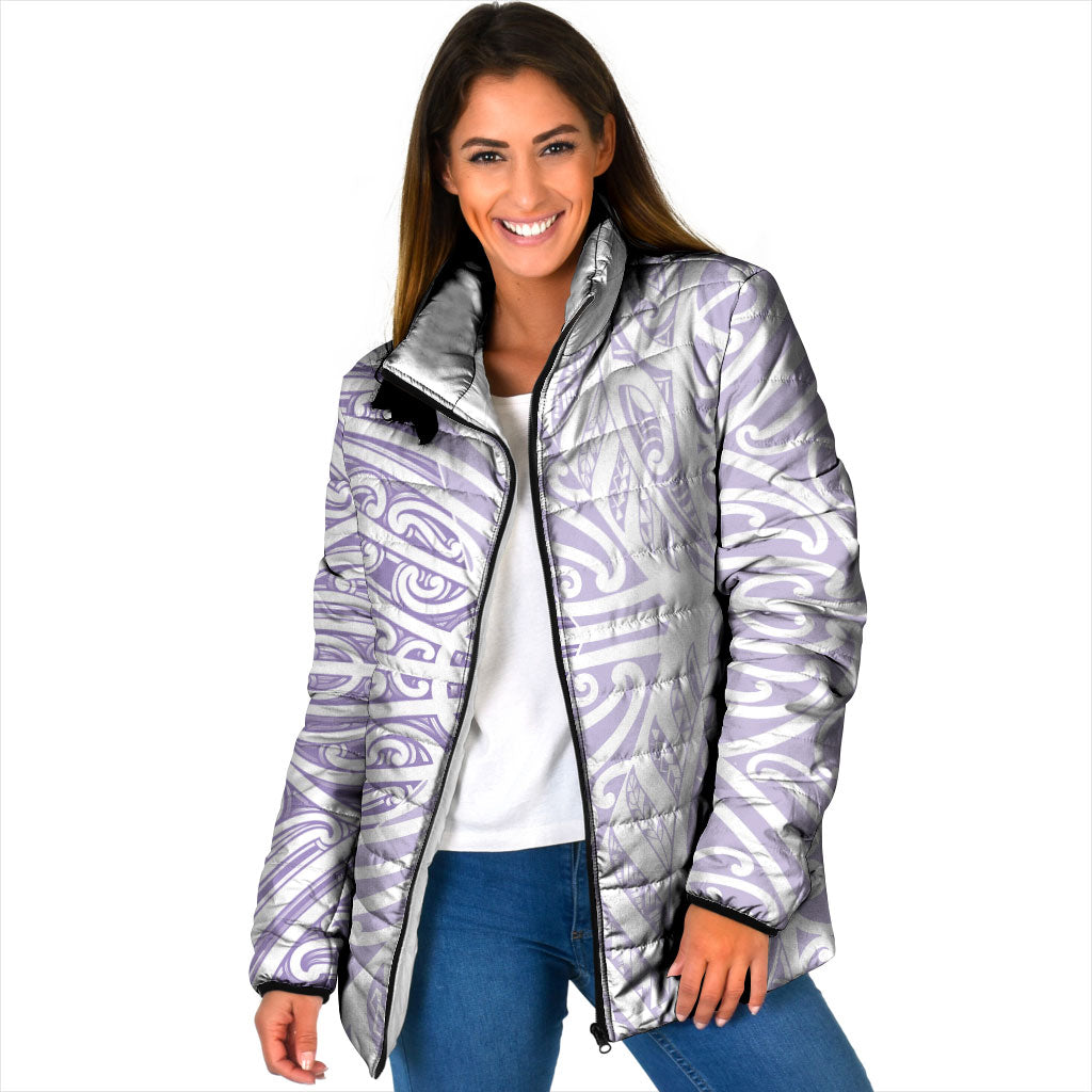 Purple New Zealand Puhoro Maori Tattoo Padded Jacket