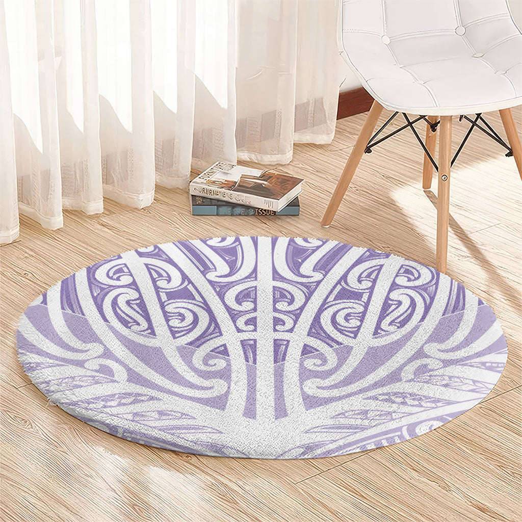 Purple New Zealand Puhoro Maori Tattoo Round Carpet