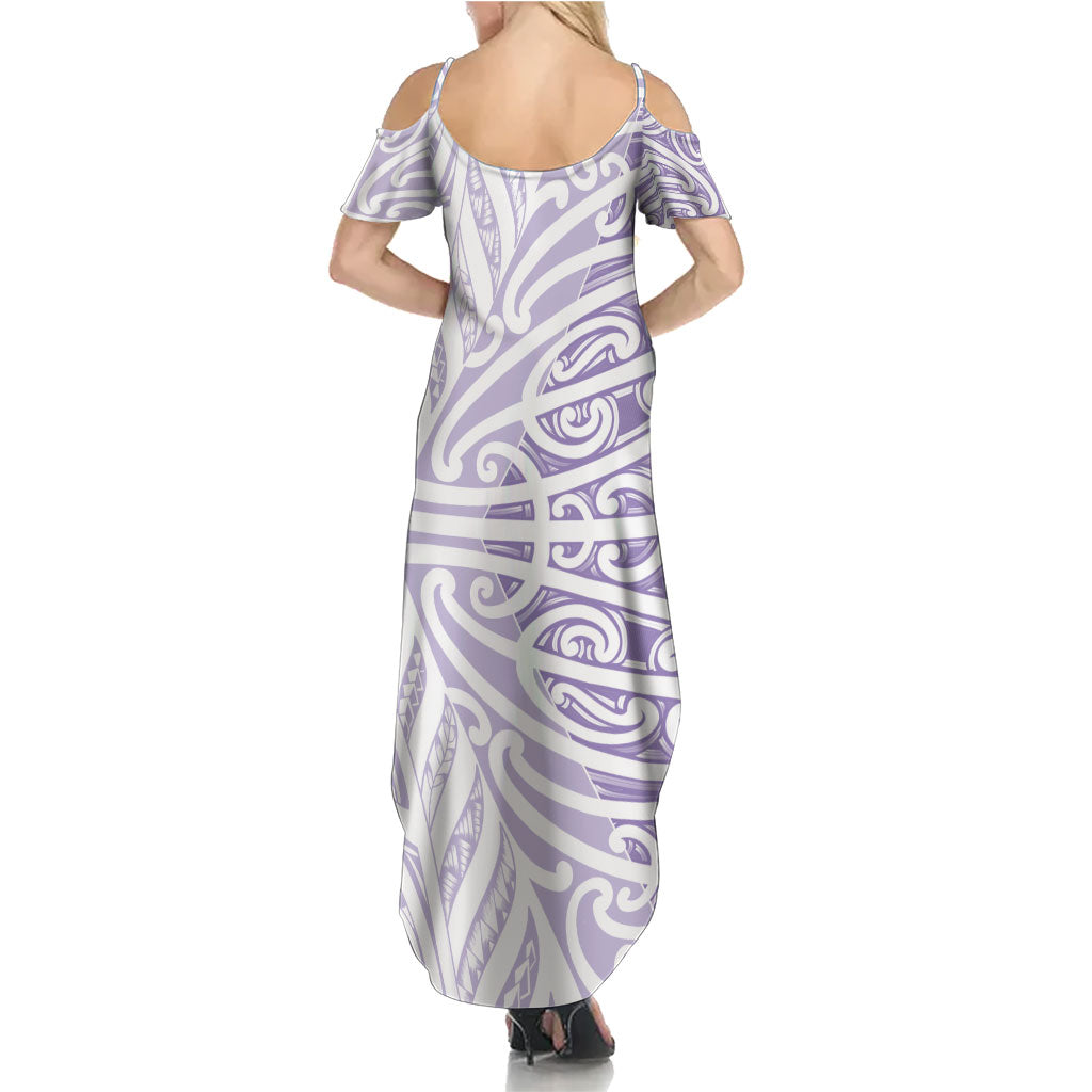 Purple New Zealand Puhoro Maori Tattoo Summer Maxi Dress