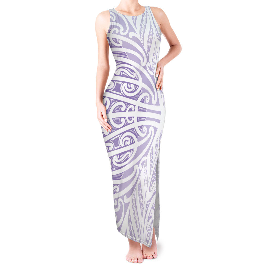 Purple New Zealand Puhoro Maori Tattoo Tank Maxi Dress
