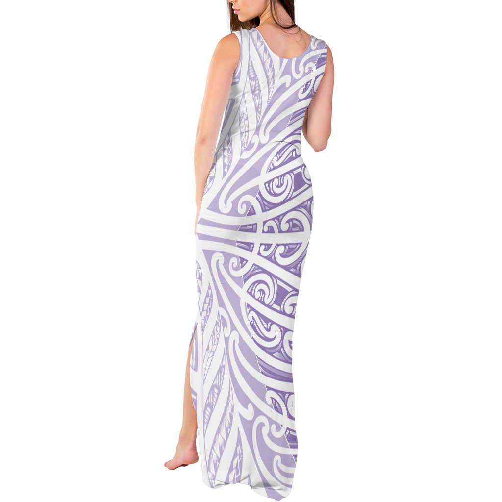 Purple New Zealand Puhoro Maori Tattoo Tank Maxi Dress